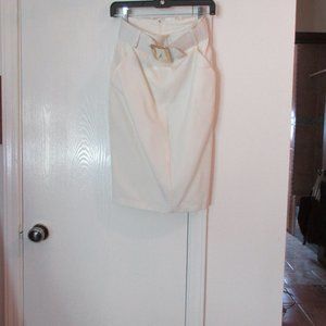 Classy Lined Ivory Belted Pencil Skirt Size 8